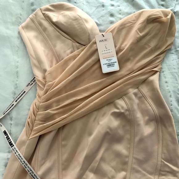 House of CB Dresses & Skirts - House of CB GISOU BLUSH SATIN STRAPLESS DRESS